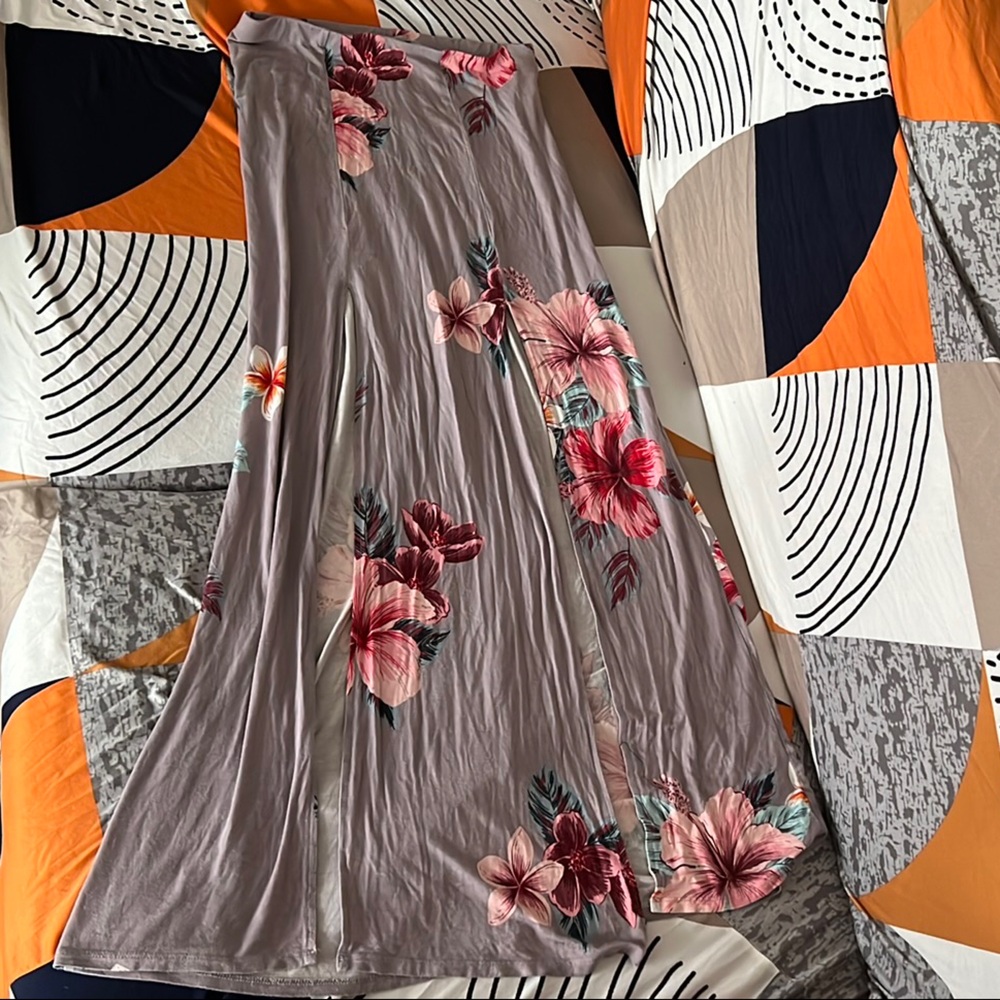 Charlotte Russe Pink Floral Maxi Skirt